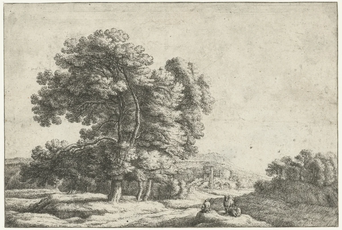 Landschap met een herder by Gilles Neyts, print, 1643-1681