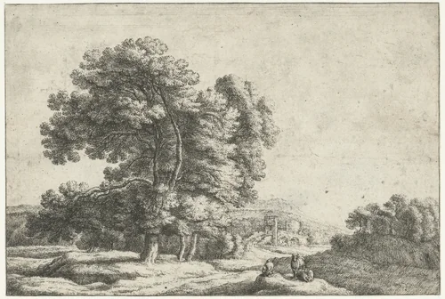 Landschap met een herder by Gilles Neyts, print, 1643-1681