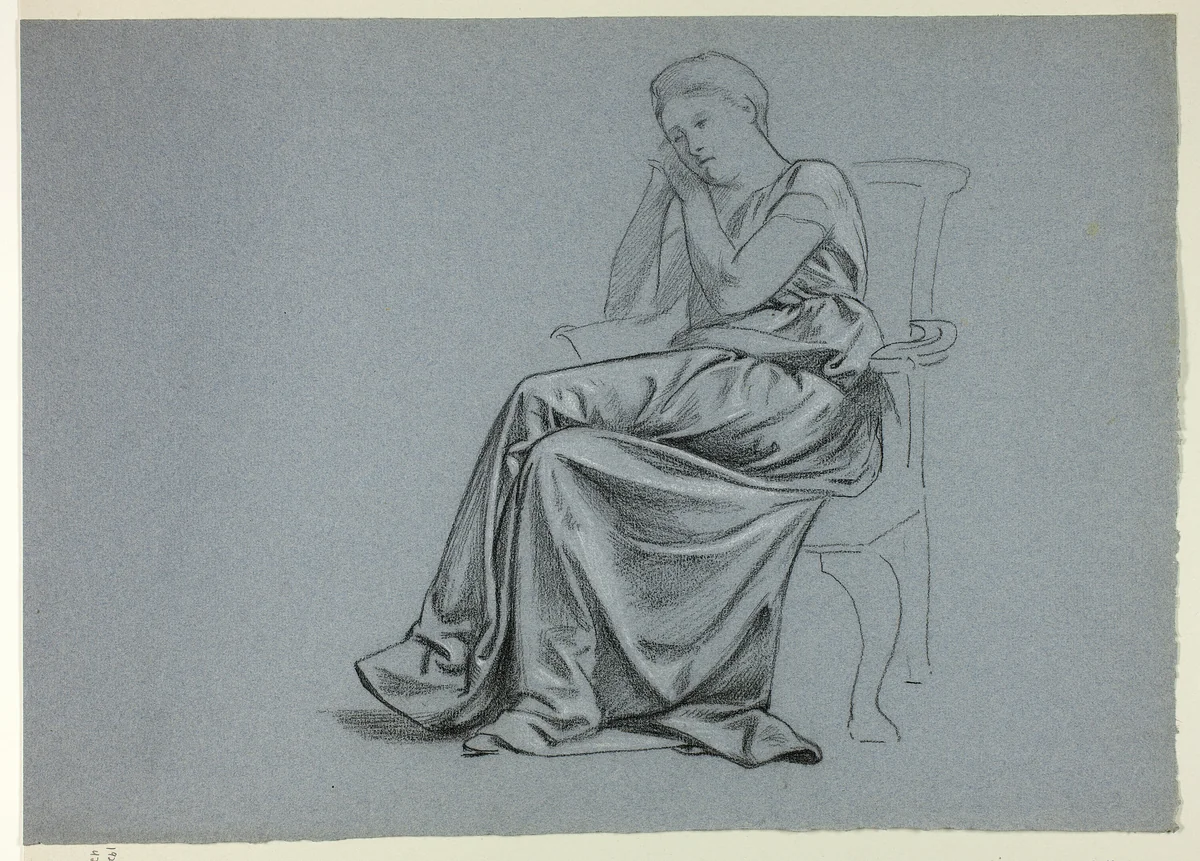 Woman in Loose Gown on Chair by Henry Stacy Marks, drawing, 1849-1898