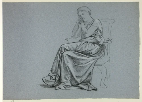 Woman in Loose Gown on Chair by Henry Stacy Marks, drawing, 1849-1898