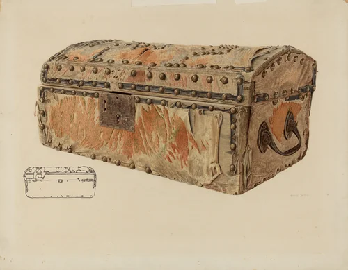 Deerskin Covered Chest by Samuel Faigin, index of american design, 1942