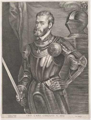 Portrait of Emperor Charles V by Lucas Vorsterman, print, 1615-1635