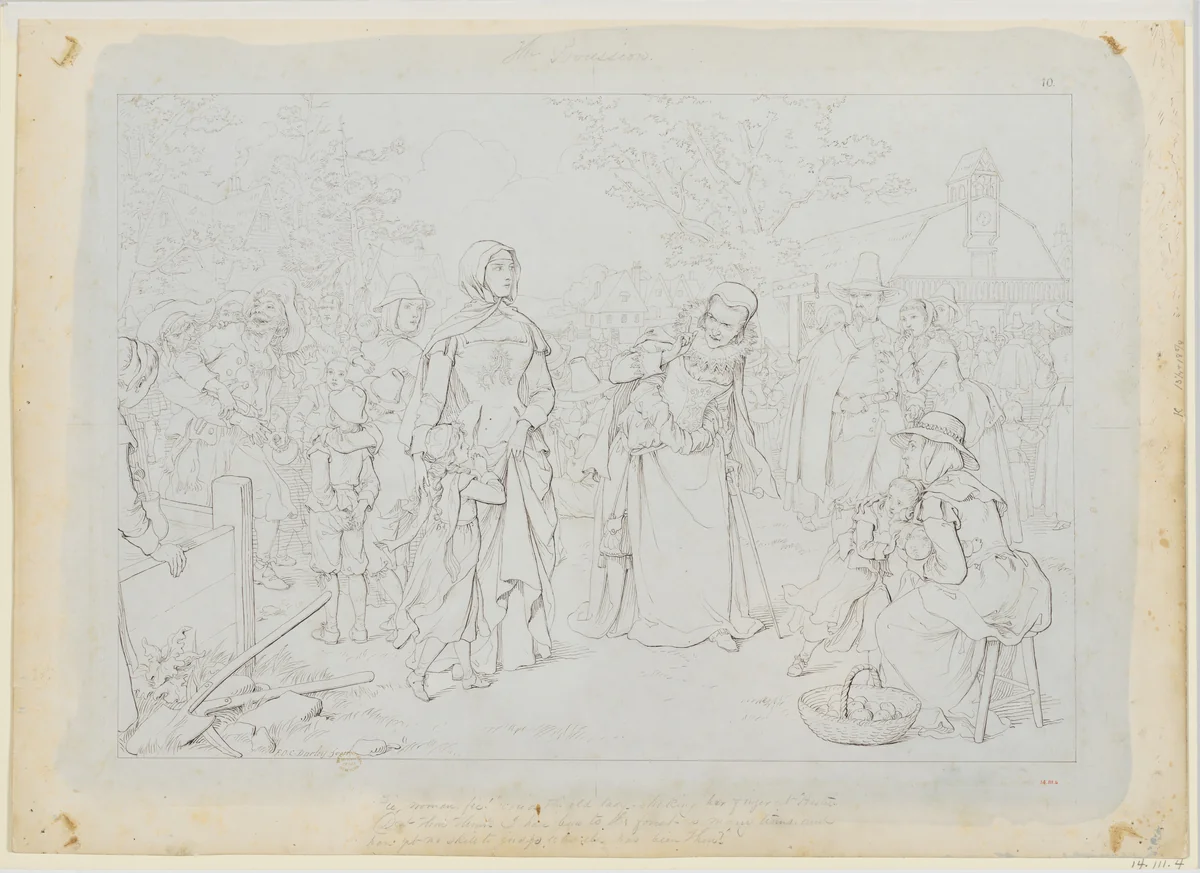 The Procession, from Nathaniel Hawthorne's "The Scarlet Letter" by Felix Darley, drawing, 1874-1884