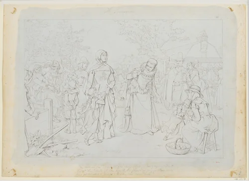 The Procession, from Nathaniel Hawthorne's "The Scarlet Letter" by Felix Darley, drawing, 1874-1884