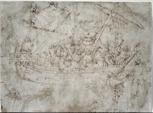 Two Drawings of Ships (verso) by Parri Spinelli, drawing, 1410-1419