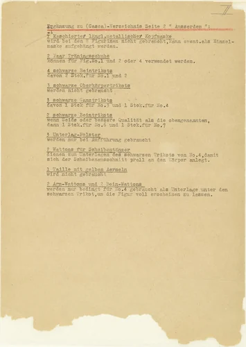 Notes and sketches for The Triadic Ballet (Das triadische Ballett) by Oskar Schlemmer, drawing, 1938