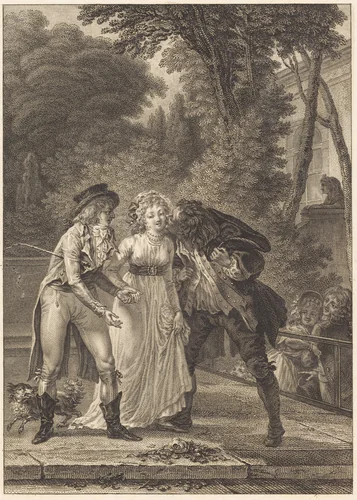 Le baiser rendu: Le baiser rendu by Charles Louis Lingée; Jacques Louis François Touzé, print, 1748-1819