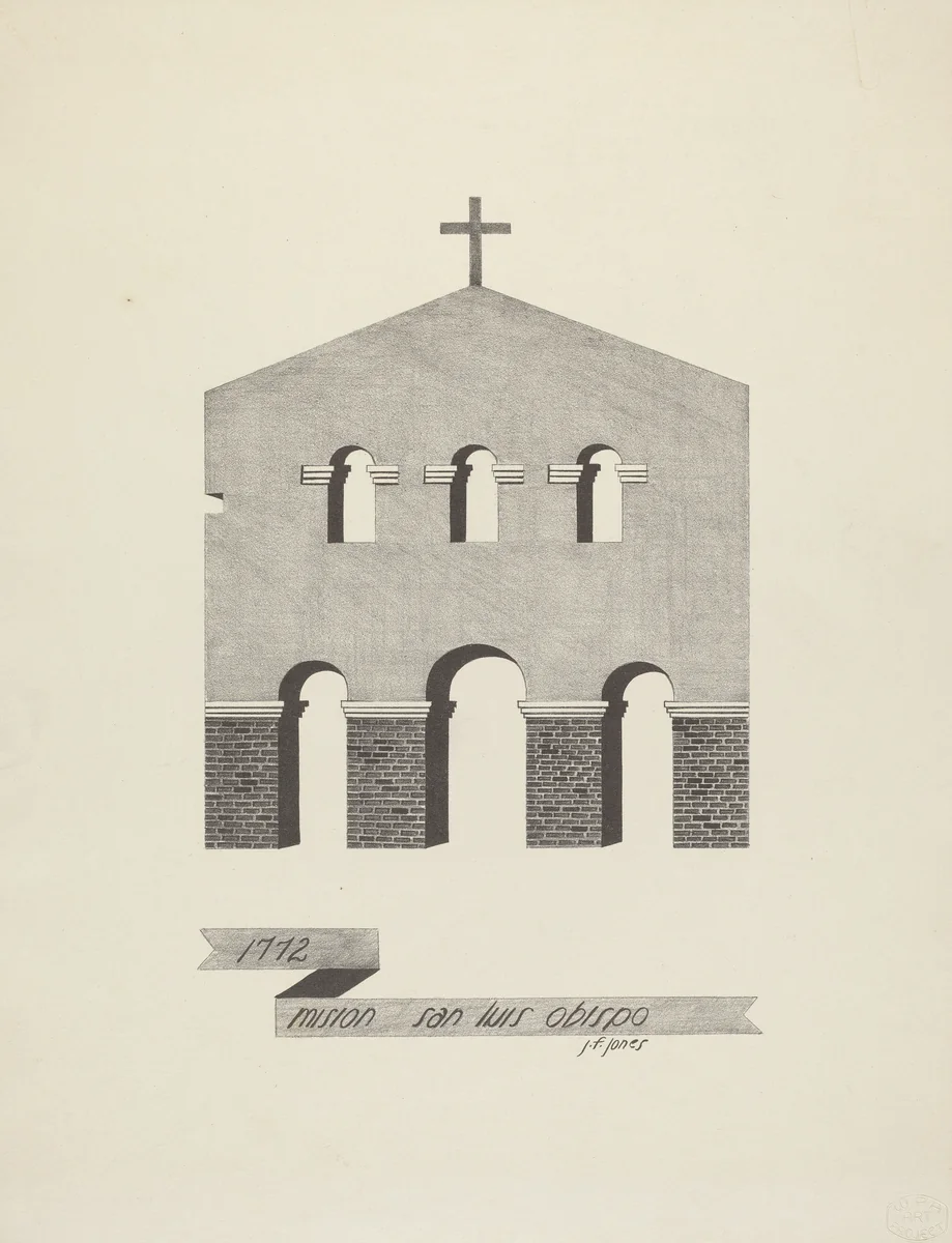 Mision San Luis Obispo by James Jones, index of american design, 1935-1942