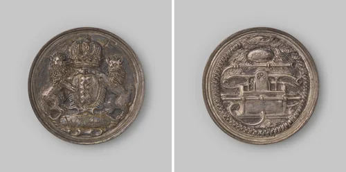 Brandspuitpenning voor Jan Rijser de Jonge, kapitein in wijk 44 te Amsterdam by anonymous, metalwork, 1787