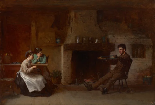 Winding Yarn (Interior of a Nantucket Kitchen) by Eastman Johnson, painting, 1872
