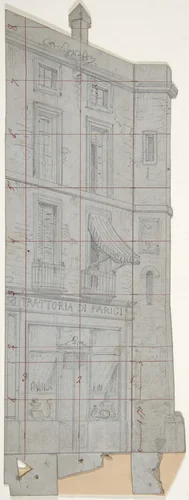 Design for a Stage Set at the Opéra, Paris: "Trattoria di Parigi" by Eugène Cicéri, drawing, 1830-1890
