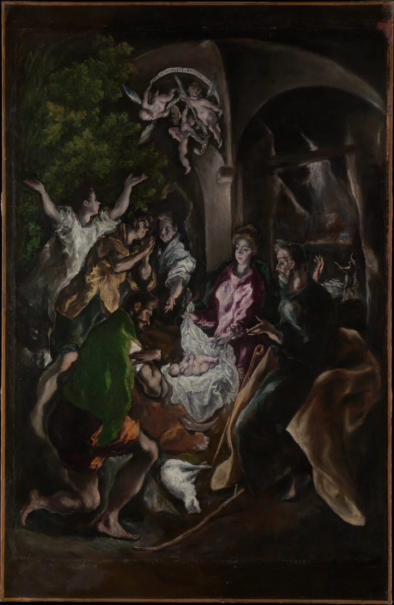 The Adoration of the Shepherds by El Greco, painting, 1605-1610