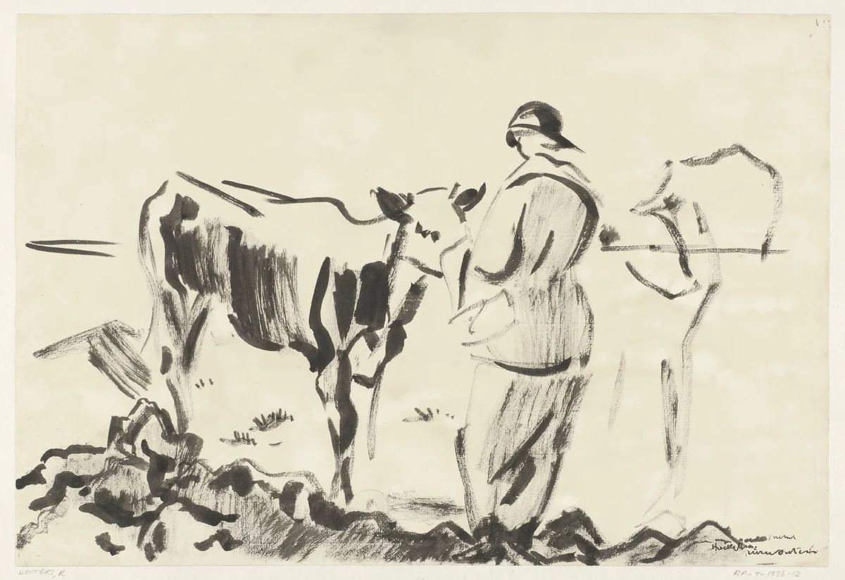 Vrouw met een kalf by Rik Wouters, drawing, 1915