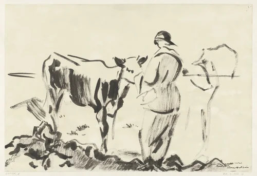 Vrouw met een kalf by Rik Wouters, drawing, 1915