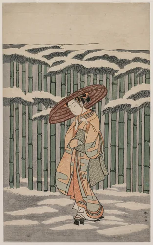 Passing the Bamboo Grove by Suzuki Harunobu (鈴木春信), print, 1868-1912