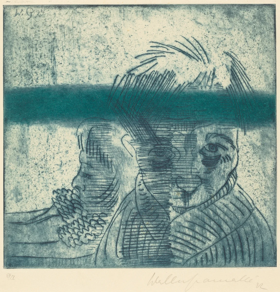The Couple (Das Paar) by Walter Gramatté, print, 1922