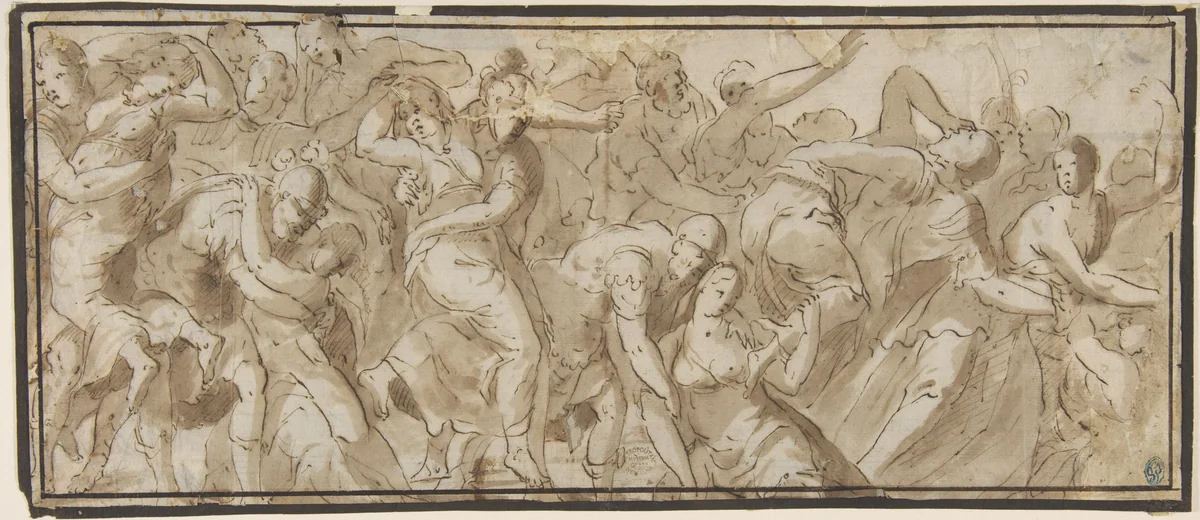 Rape of the Sabines by Polidoro da Caravaggio, drawing, 1499-1543