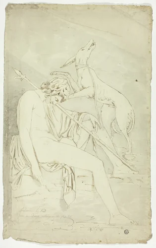 Ancient Bas-Relief of Sleeping Hunter and Dog by John Downman, drawing, 1775-1824