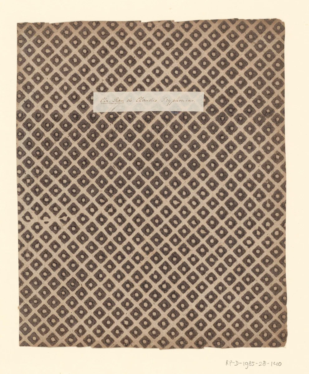 Blad met ruitenpatroon van vierkanten met uitgespaarde stip by anonymous, other, 1750-1900