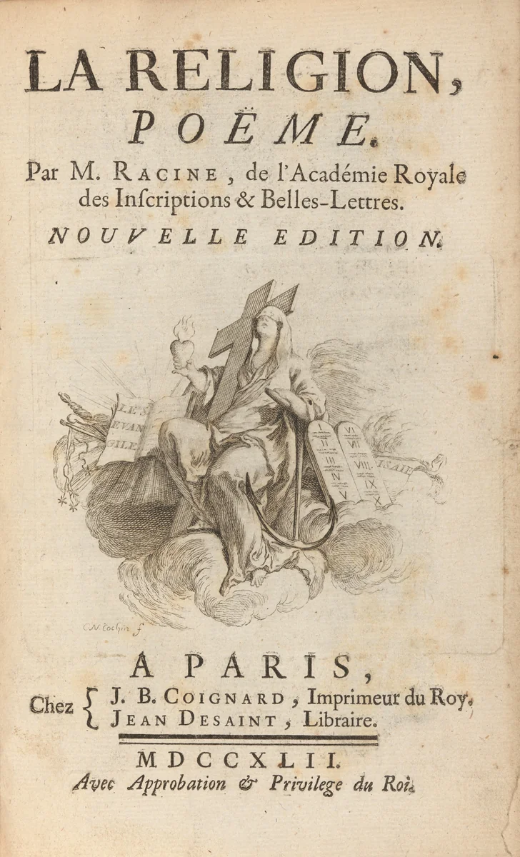La Religion Poëme (1742); Poëme sur la Grace (1722) by Charles-Nicolas Cochin Louis Racine, volume, 1722-1742
