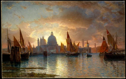 Santa Maria della Salute, Sunset by William Stanley Haseltine, artwork, 1870-1885