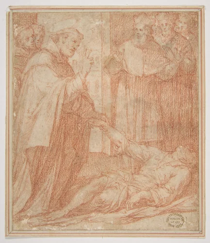 Saint Francis of Assisi Resuscitating a Dead Youth by Camillo Procaccini, drawing, 1555-1629