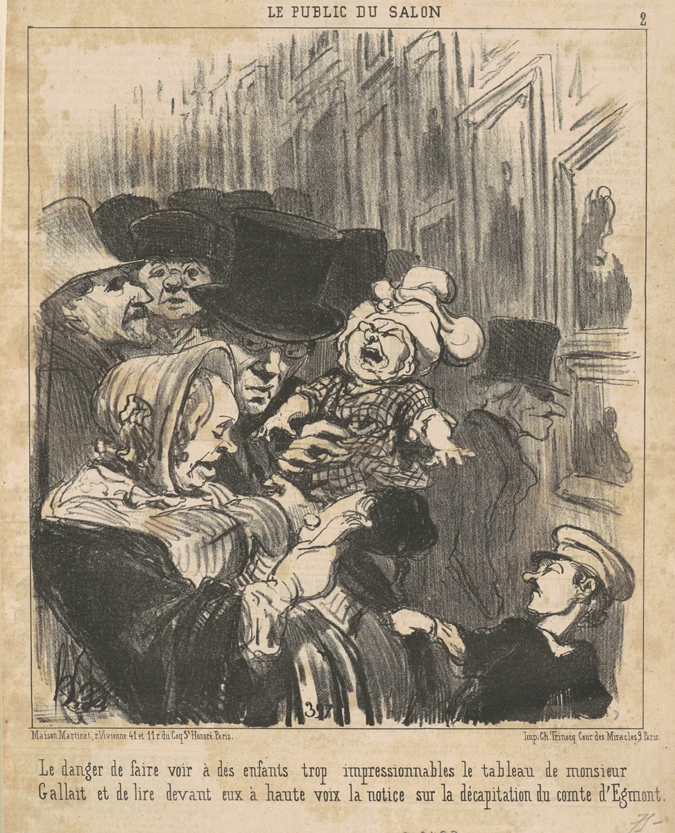 Le danger de faire voir a des enfants ... by Honoré Daumier, print, 1852
