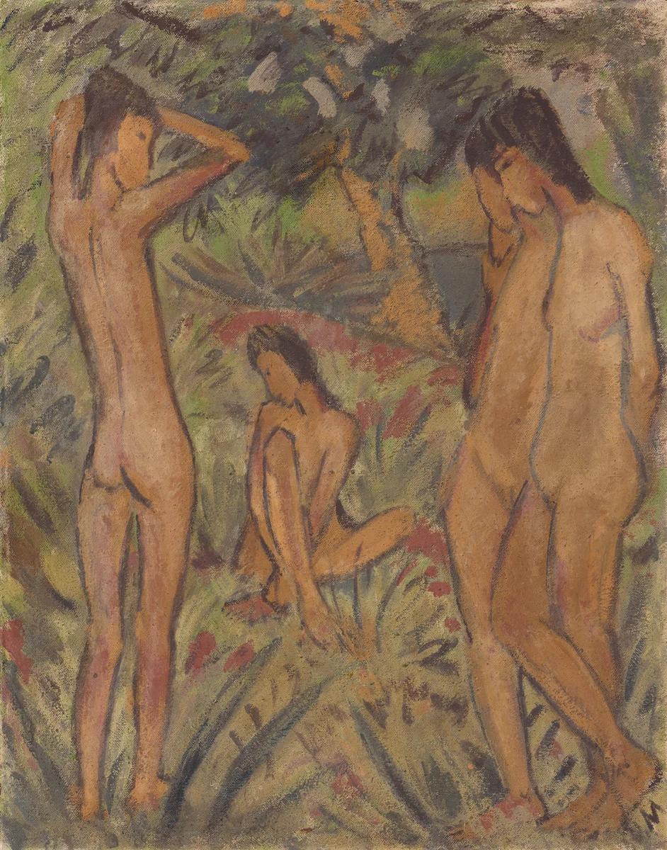 Bathers by Otto Mueller, painting, 1916-1917