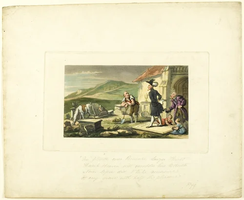 Doctor Syntax Meditating on the Tomb Stones, from The Tour of Doctor Syntax by Thomas Rowlandson, print, 1808-1813