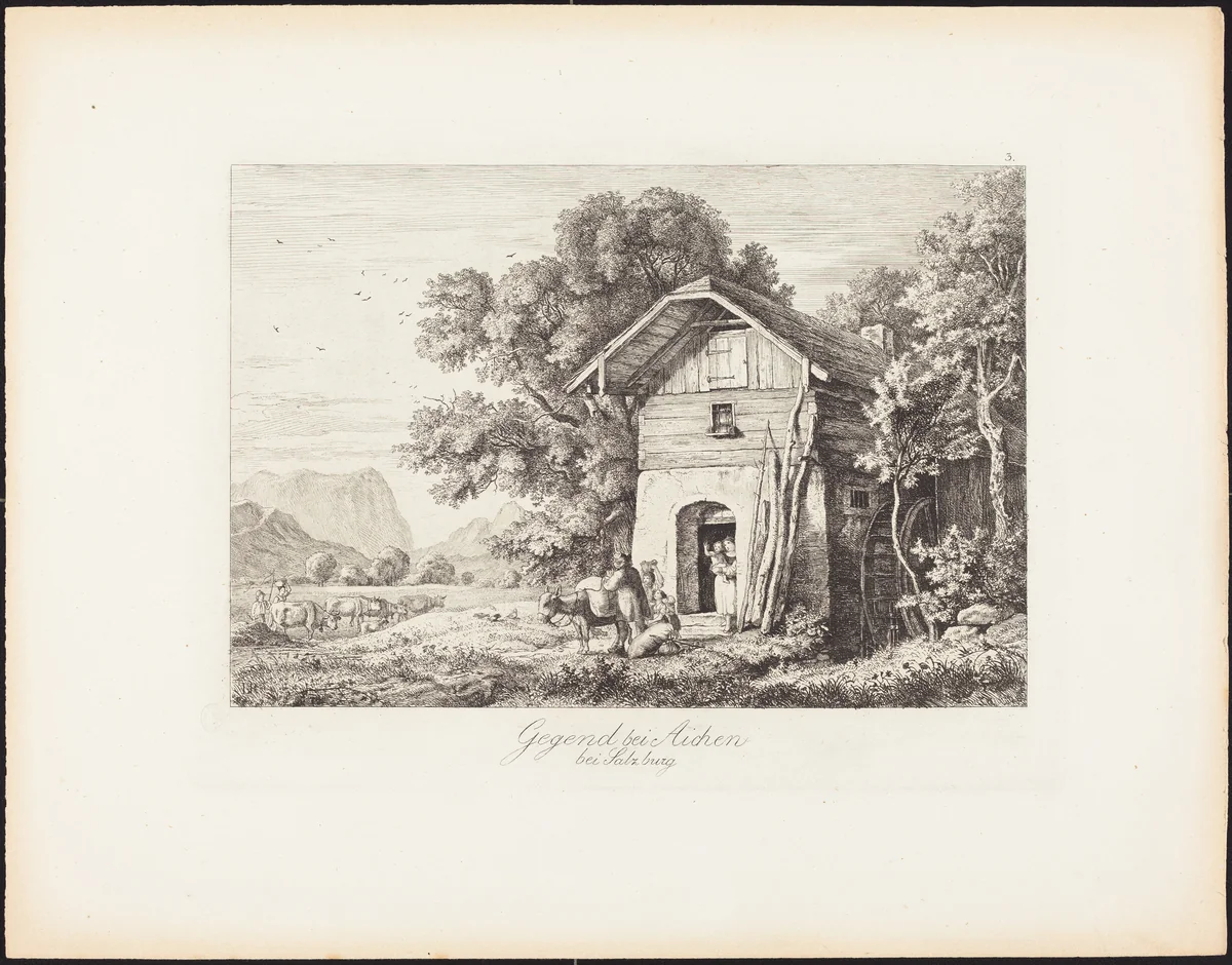 Gegend bei Aichen bei Salzburg (The Region near Aichen near Salzburg) by Ludwig Richter, print, 1830