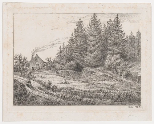 Peasant's Hut at the Edge of a Forest by Johan Christian Dahl, print, 1828