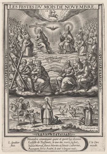 Les Festes du mois de November (November: All Saints) by Léonard Gaultier; Jean Leclerc, print, 1603