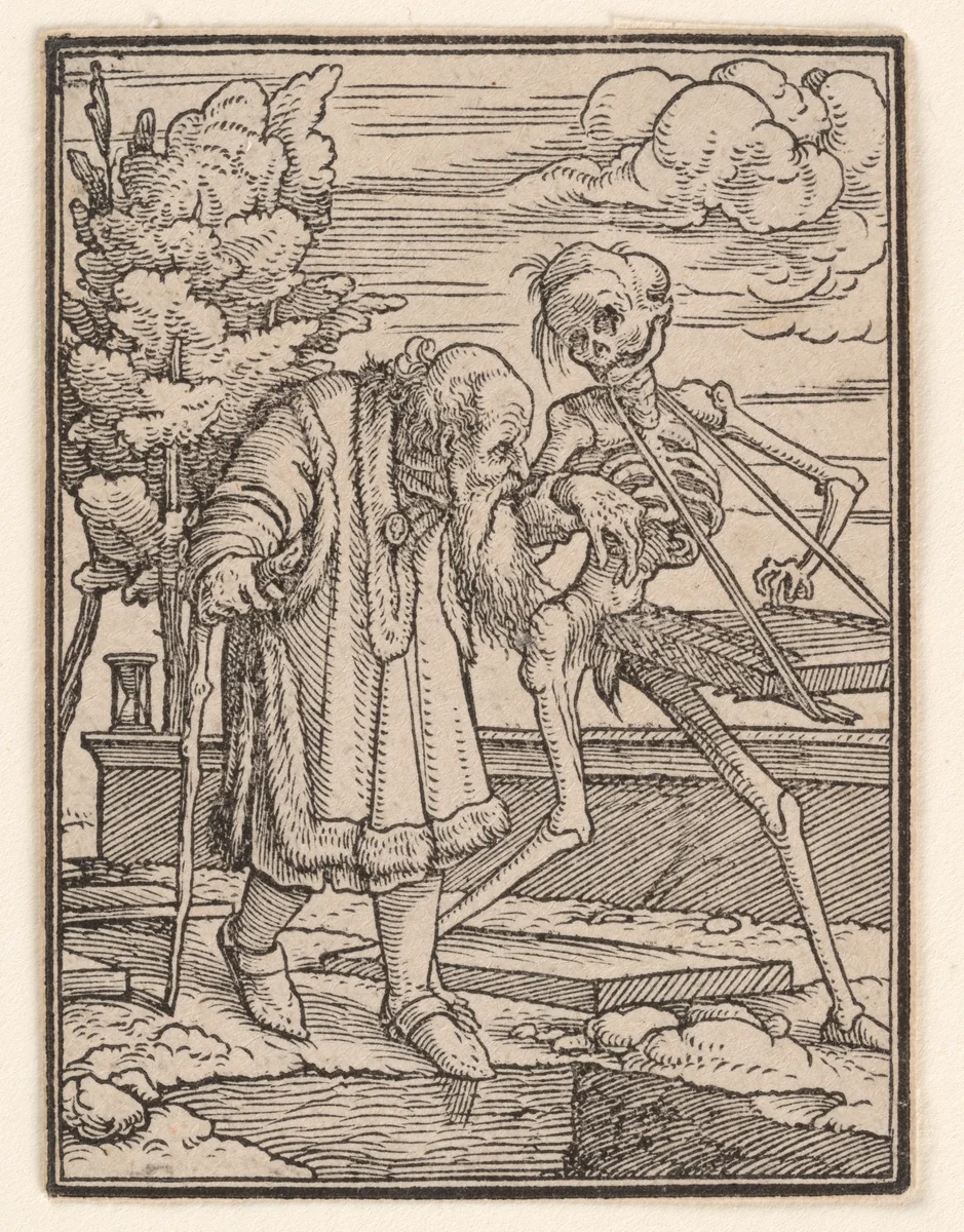 The Old Man, from "The Dance of Death" by Hans Holbein the Younger, print, 1521-1538