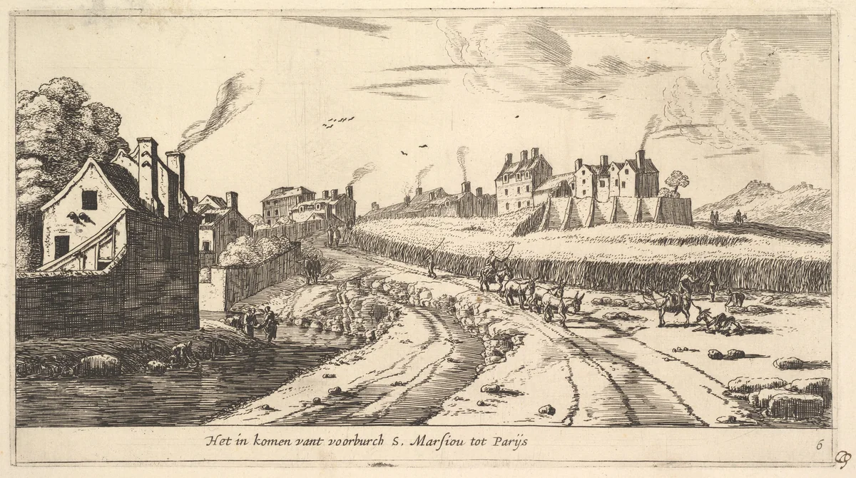 Entrance to the Suburb of Saint Marceau near Paris by Reinier Nooms, print, 1635-1670
