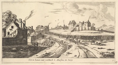 Entrance to the Suburb of Saint Marceau near Paris by Reinier Nooms, print, 1635-1670