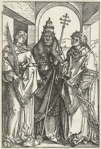 De Heilige Stefanus, Sixtus en Laurentius by Unknown, print, 1504-1505