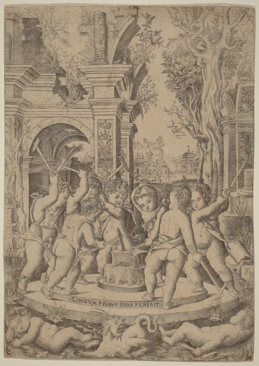 Fate of an Evil Tongue by Nicoletto da Modena, print, 1507