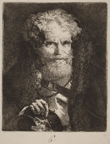 Old Man with a Helmet by Giovanni Domenico Tiepolo, print, 1727-1804