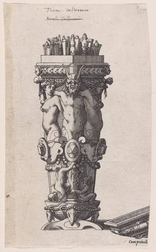 Container with a Satyr (Nécessaire de table) by René Boyvin, print, 1525-1600