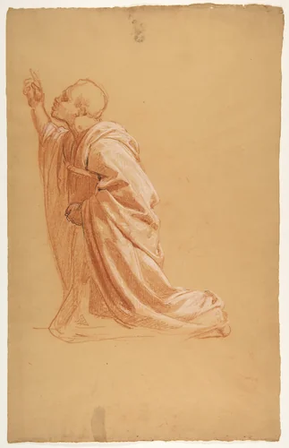 Cleric (lower register; study for wall paintings in the Chapel of Saint Remi, Sainte-Clotilde, Paris, 1858) by Isidore Pils, drawing, 1830-1875