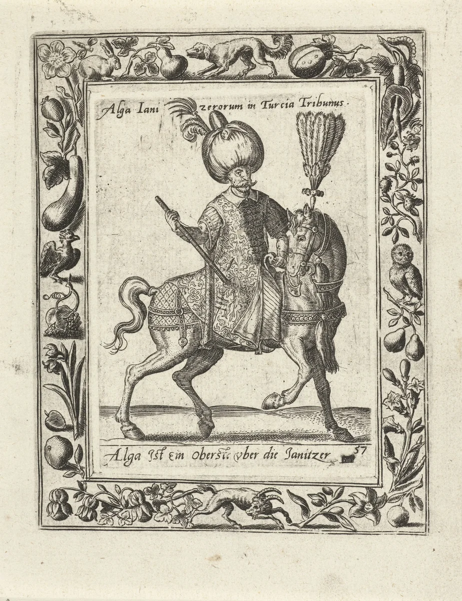 Leider van de Janitsaren te paard by Unknown, print, 1577