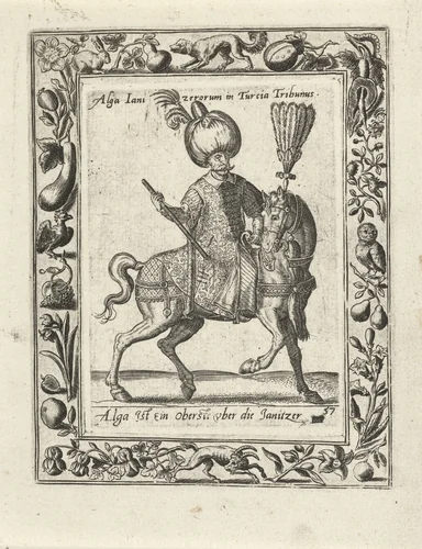 Leider van de Janitsaren te paard by Unknown, print, 1577
