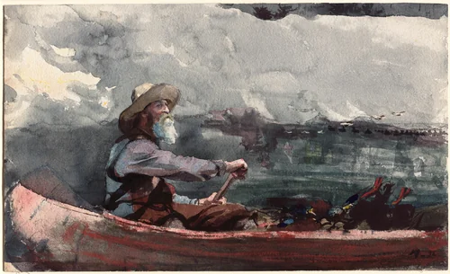 Adirondacks Guide by Winslow Homer, painting, 1892