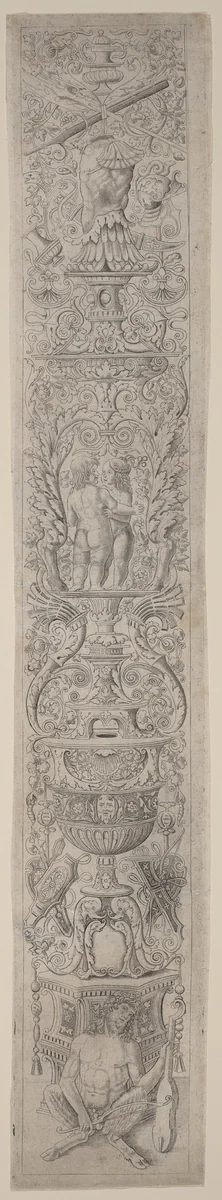 Ornament Panel: Satyr Holding a Violin by Andrea Zoan; Giovanni Pietro Birago, print, 1505-1515