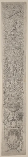 Ornament Panel: Satyr Holding a Violin by Andrea Zoan; Giovanni Pietro Birago, print, 1505-1515