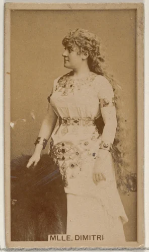 Mlle. Dimitri, from the Actors and Actresses series (N45, Type 8) for Virginia Brights Cigarettes by Allen & Ginter, photograph, 1885-1891