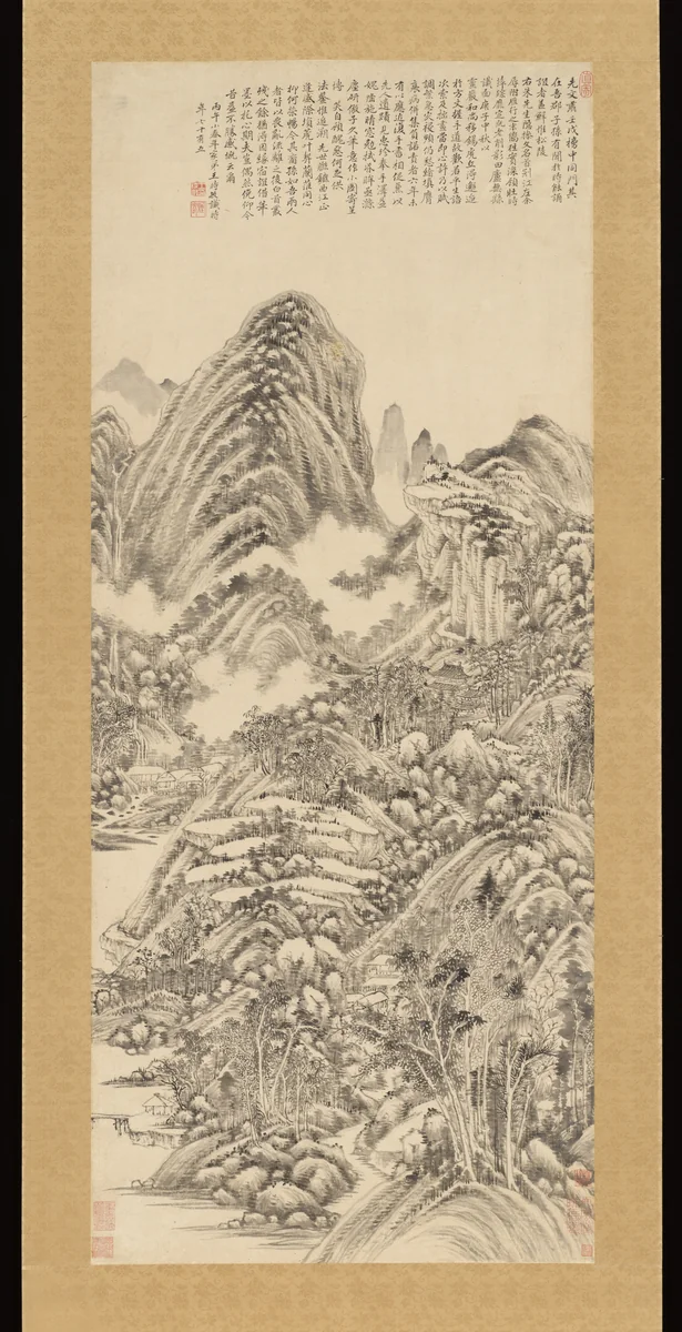 Landscape in the style of Huang Gongwang by Wang Shimin, painting, 1666
