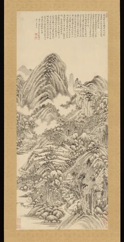 Landscape in the style of Huang Gongwang by Wang Shimin, painting, 1666