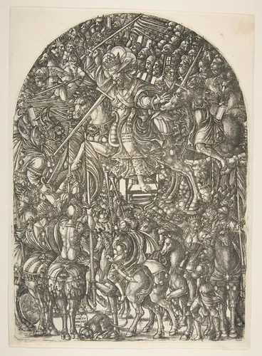 Christ mounted on a white Horse, from the Apocalypse by Jean Duvet, print, 1480-1570