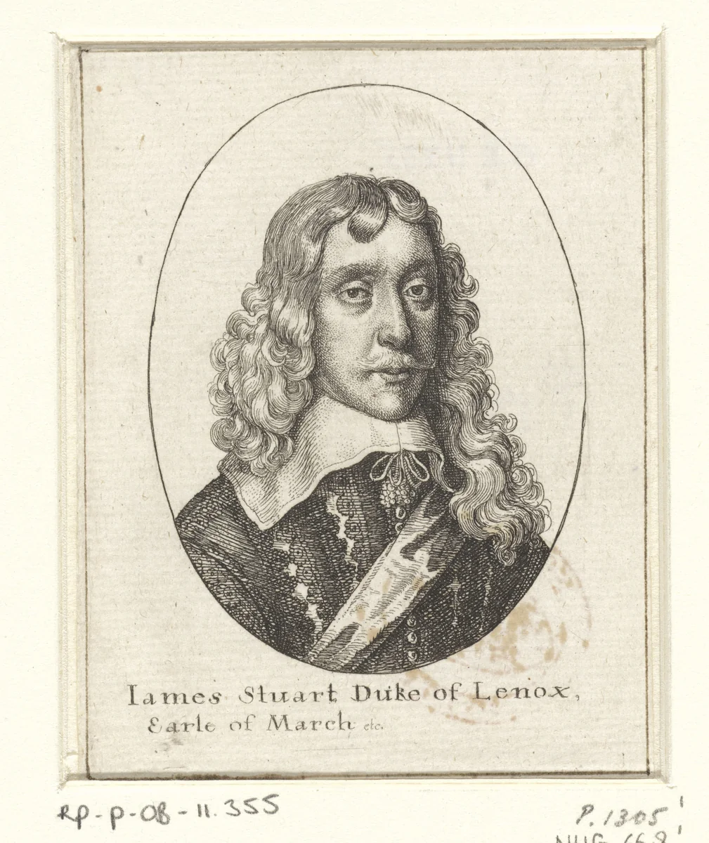 Portret van James Stuart, hertog van Lennox en Richmond by Wenceslaus Hollar, print, 1636-1644